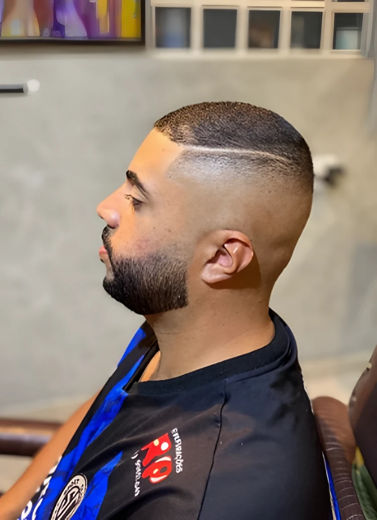 Degradê com risca e barba