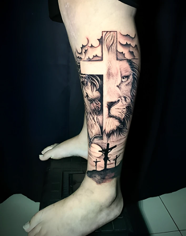 Leão e cruz